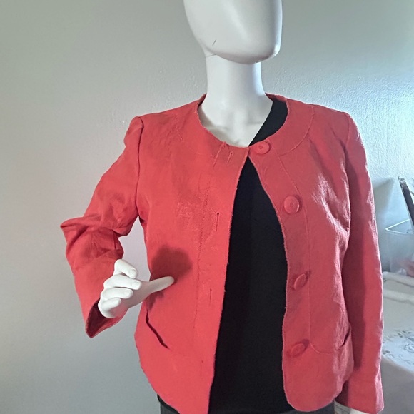 Talbot’s Suit Jacket, Orange Salmon, Jacquard, Professional, 12 petite - Picture 3 of 11